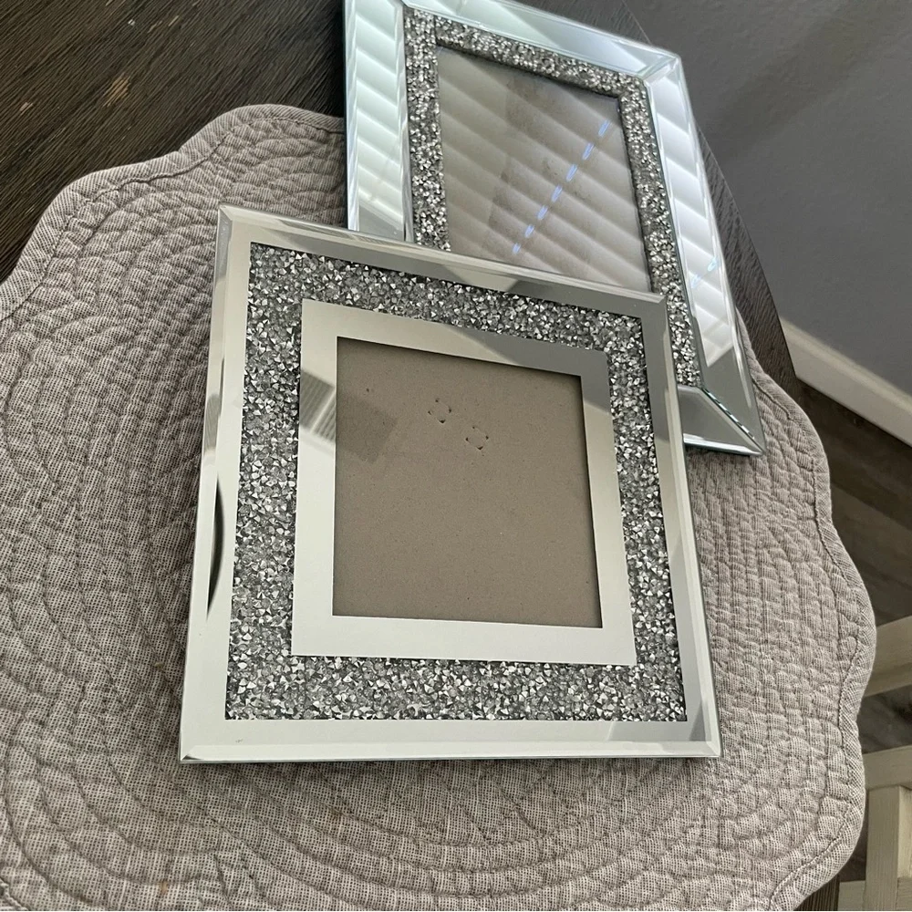 Set of 5 Nanette Lepore Mirrored Silver Rhinestone Picture Frames